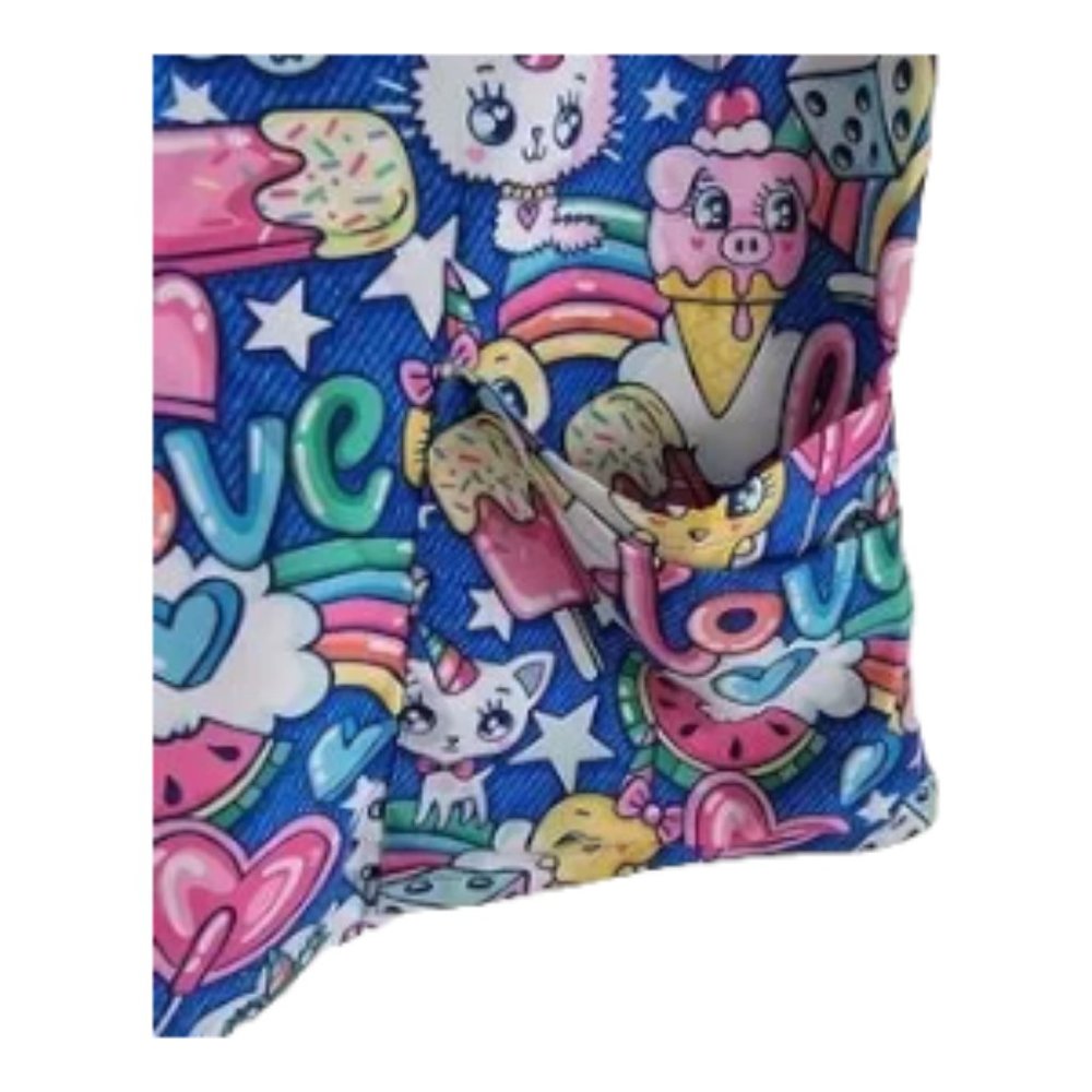 NWOT | Strictly Scrubs | Candyland Dreams Royal 4-Pocket V-Neck Print Scrub Top - Picture 4 of 5